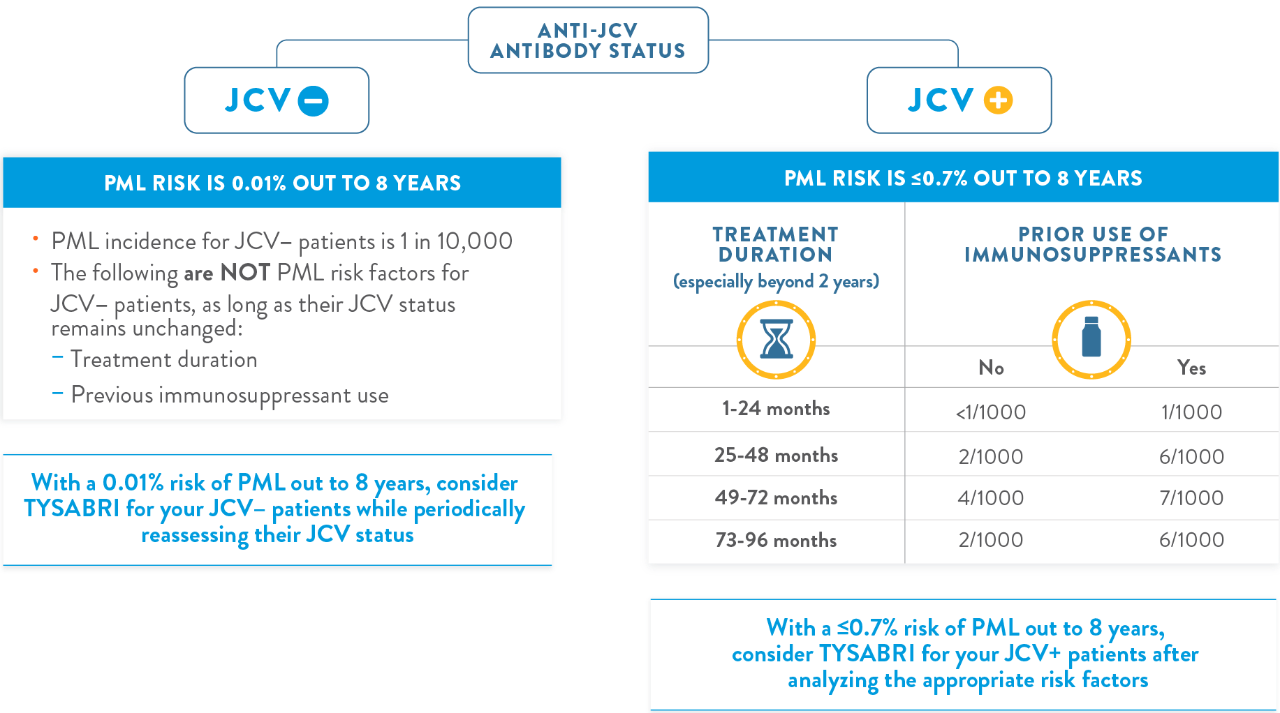 Anti JVC antibody status PML risk chart