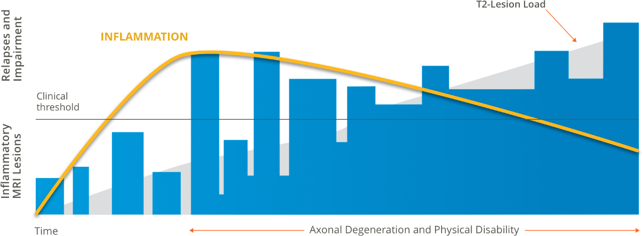 THERE IS A STRONG CORRELATION BETWEEN MRI LESION LOAD AND THE SEVERITY OF PHYSICAL DISABILITY AT 5 YEARS23